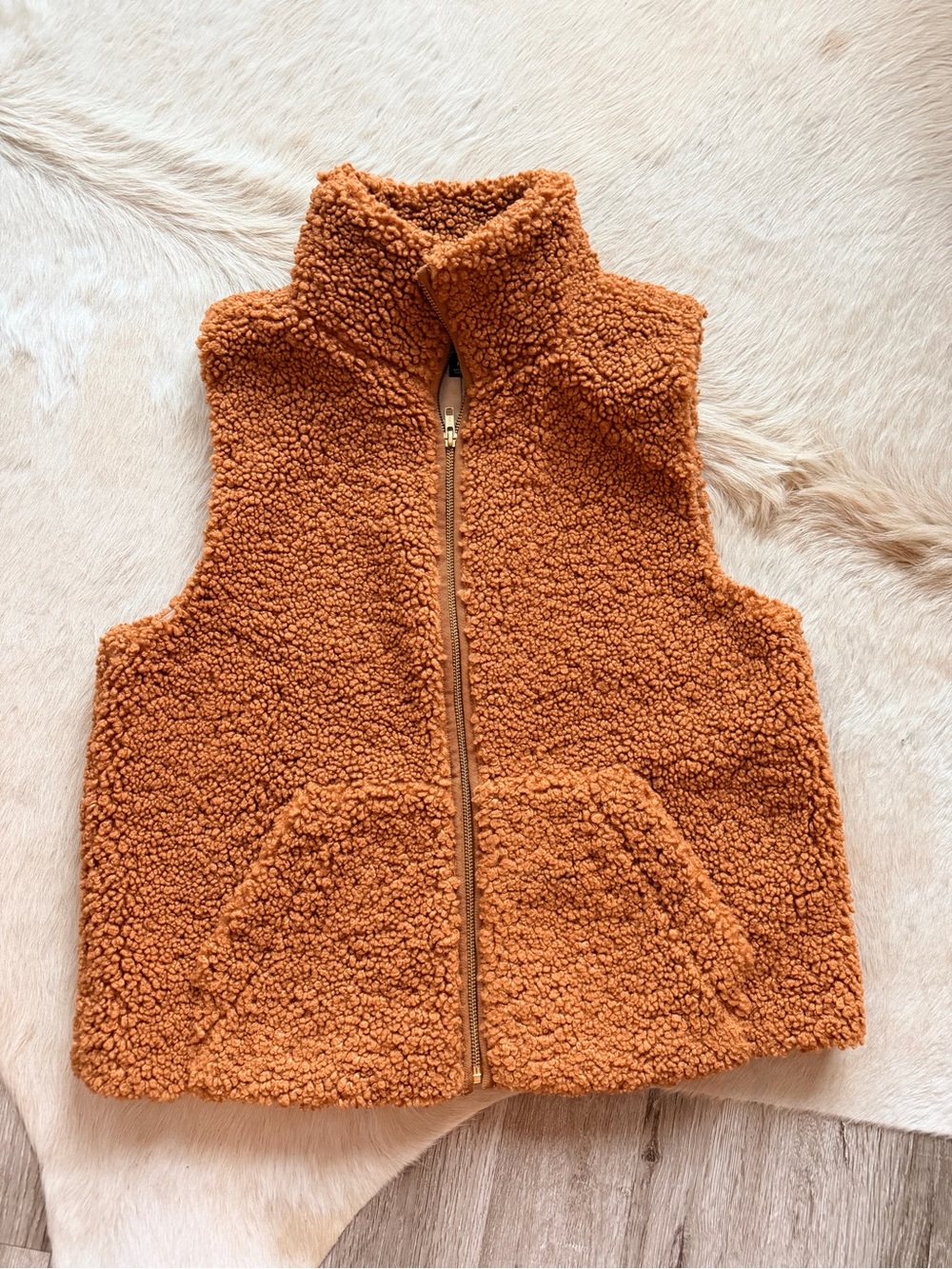 J. Crew Rust Orange Sherpa Fleece Vest